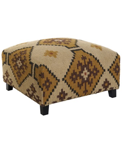 Footrest Home ESPRIT Beige Mustard 80 x 80 x 44 cm