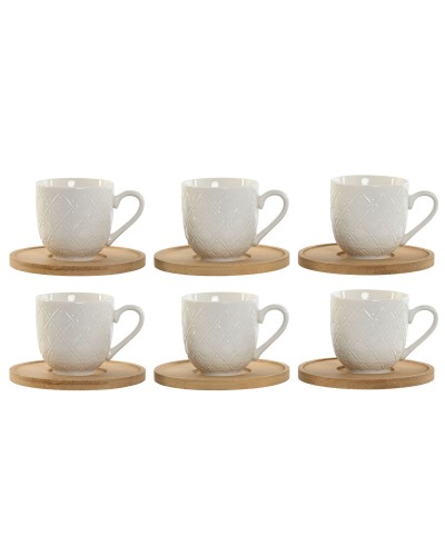 Ensemble de tasses à café Home ESPRIT Blanc Bambou Porcelaine 90 ml