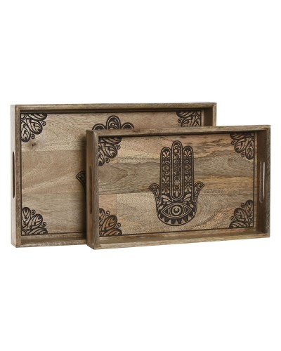 Set of trays Home ESPRIT Natural Mango wood 43,5 x 27 x 5,5 cm (2 Units)