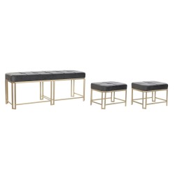 DKD Home Decor Grey Metal and Velvet Bench: Elegance for Hallways and Entrances
