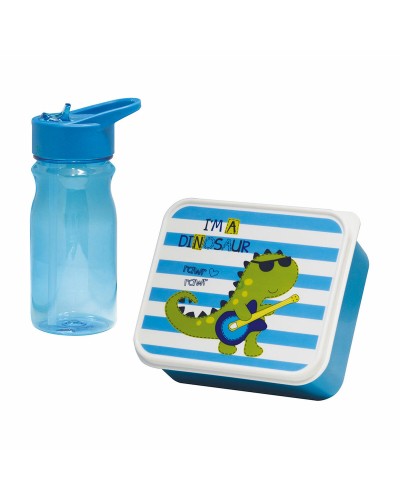 Mondex Boîte à Déjeuner et Bouteille Bleue avec Motif Dinosaure
