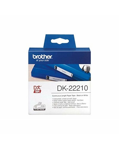 Papel Continuo para Impresoras Brother DK22210 29 x 30,48 mm Blanco Negro 80 g/m² (1 unidad)