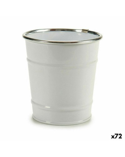 Kruka Kub Vit Silvrig Zink 10,5 x 10,5 x 10,5 cm (72 Antal)