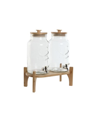 Dryckdispenser Home ESPRIT Silikon Bambu Glas Plast 5,5 L 37 x 25 x 46 cm