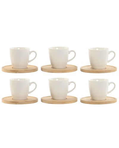 Ensemble de tasses à café Home ESPRIT Blanc Bambou Porcelaine 90 ml