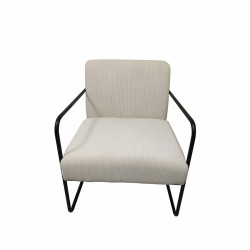 DKD Home Decor Sillón de Hierro Blanco y Poliéster Negro (64 x 74 x 79 cm)
