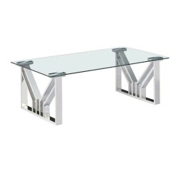 DKD Couchtisch Transparent aus Kristall und Stahl, 130x70x45 cm, Elegant und Zeitgenössisch
