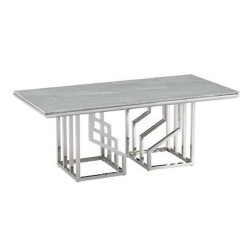 DKD Home Decor Table Basse en Cristal et Acier Argenté Blanc, 120 x 60 x 40 cm
