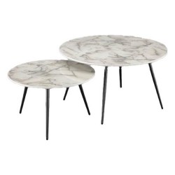 DKD Nesting Tables 2 Pieces, White, Black and Gold, 46 x 46 x 45 cm | Modern and Versatile
