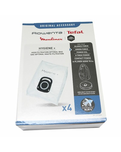 Vaihtopussi pölynimurille Sil.ex Rowenta, Tefal Hygiene + 19,5 x 27,5 cm (5 osaa)