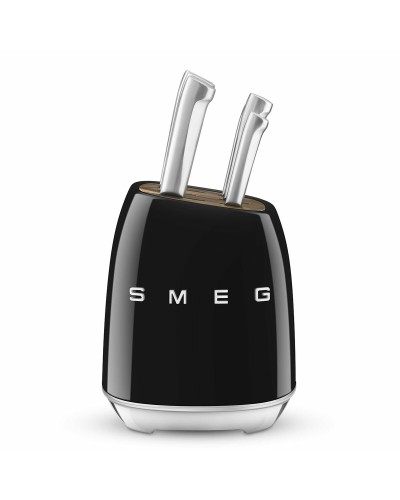 Set di Coltelli da Cucina con Supporto Smeg KBSF02BL Nero Acciaio inossidabile