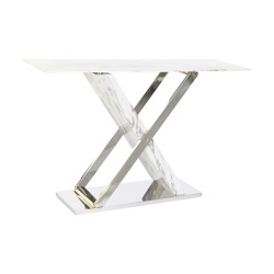 DKD Home Decor Mesa Consola Cristal Plata Acero, 120 x 40 x 75 cm
