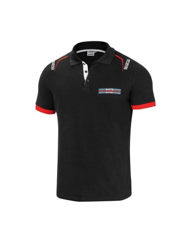 Sparco Martini Racing Polo Nera, Maniche Corte - Taglia L, Casual/Tempo Libero
