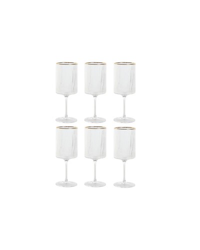 Set di Bicchieri Home ESPRIT Trasparente Dorato Cristallo 400 ml (6 Unità)