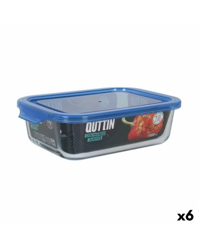 Fiambrera Hermética Quttin Azul Transparente Rectangular 1 L (6 Unidades)