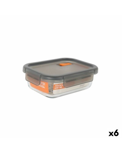 Hermetic Lunch Box MasterChef Grey Transparent Rectangular 630 ml (6 Units)