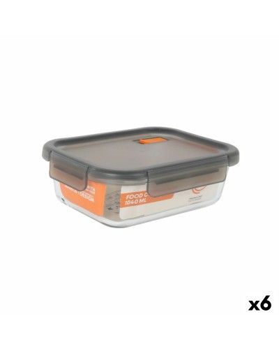 Hermetisk matlåda MasterChef Grå Transparent Rektangulär 1,04 L (6 antal)