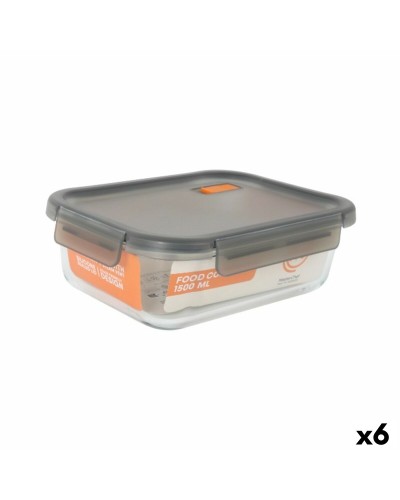 Boîte à lunch hermétique MasterChef Gris Transparent Rectangulaire 1,5 L (6 Unités)