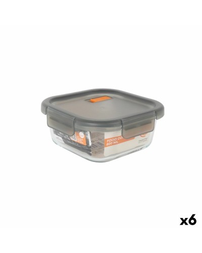 Hermetisk matlåda MasterChef Grå Transparent Fyrkantig 800 ml (6 antal)
