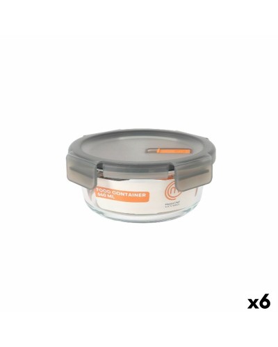 Porta pranzo Ermetico MasterChef Grigio Trasparente Rotonda 640 ml (6 Unità)