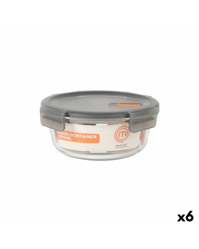 Lunchbox hermetisch MasterChef Grau Durchsichtig kreisförmig 970 ml (6 Stück)