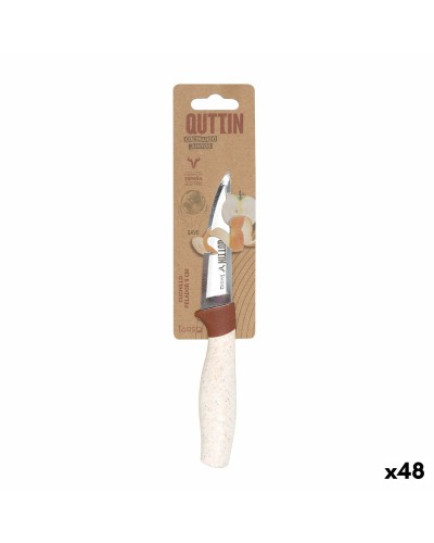 Peeler Knife Quttin Terra Brown Silver Stainless steel 9 cm (48 Units)