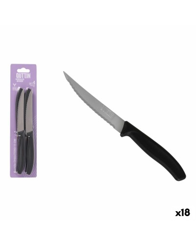 Lihaveitsiseitti Quttin Musta Hopeinen Ruostumaton teräs 11 cm 4 Kappaletta (18 osaa)