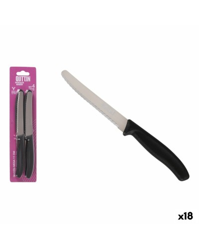 Knivset Quttin Svart Silvrig Rostfritt stål 11 cm 4 Delar (18 antal)