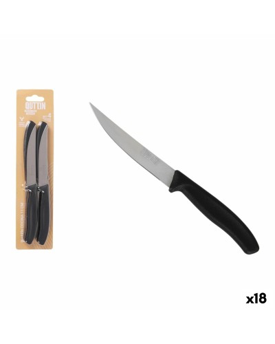 Vleesmessenset Quttin 11 cm Zwart Zilverkleurig Roestvrij staal 4 Onderdelen (18 Stuks)
