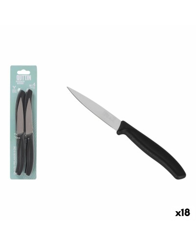 Schälmesserset Quttin Basic Schwarz Silberfarben Edelstahl 9 cm 4 Stücke (18 Stück)