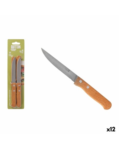 Ensemble de Couteaux Quttin Natura Marron Argenté Acier inoxydable 10,5 cm 4 Pièces (12 Unités)