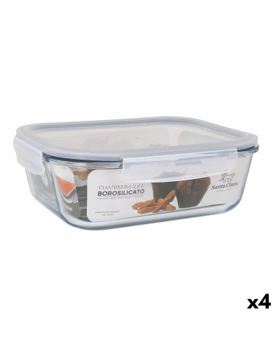Porta pranzo Ermetico Santa Clara Trasparente Rettangolare 2,4 L (4 Unità)