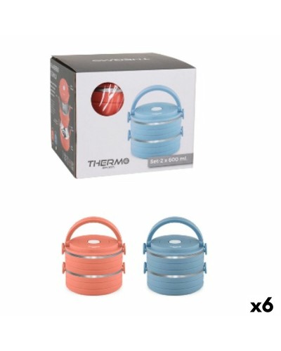 Lunchbox-Set ThermoSport Blau Rot Stahl Kunststoff 600 ml 2 Stücke (6 Stück)