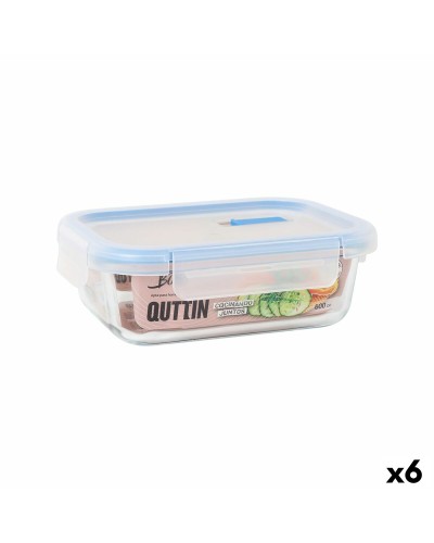 Hermetisk matlåda Quttin Boho Transparent Rektangulär 600 ml (6 antal)