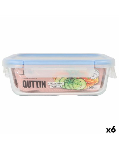 Hermetic Lunch Box Quttin Boho Transparent Rectangular 1 L (6 Units)