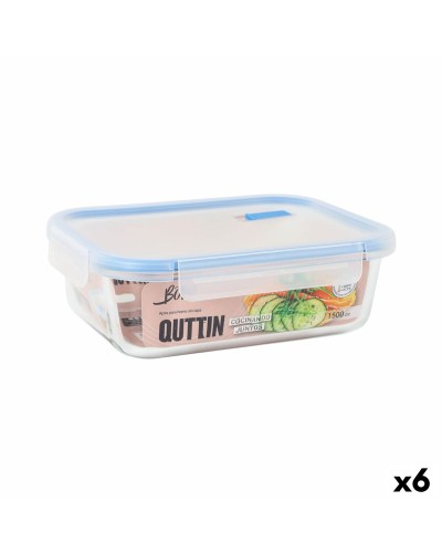 Hermetic Lunch Box Quttin Boho Transparent Rectangular 1,5 L (6 Units)