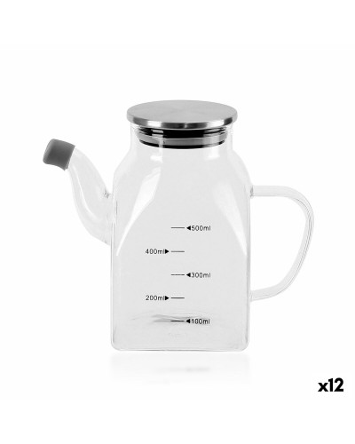 Oljeflaska La Mediterránea Transparent Silvrig Metall Borosilikatglas 0,5 L (12 antal)