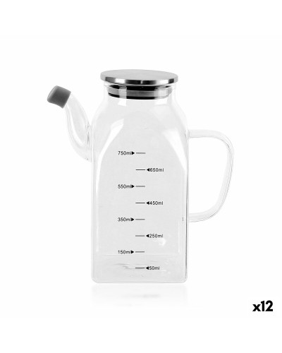 Aceitera La Mediterránea Transparente Plateado Metal Vidrio de Borosilicato 0,75 L (12 Unidades)