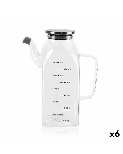 Flesje La Mediterránea Transparant Zilverkleurig Metaal Borosilicaatglas 1 L (6 Stuks)