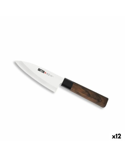 Couteau de cuisine Quttin DEBA Takamura Marron Argenté 11 cm (12 Unités)