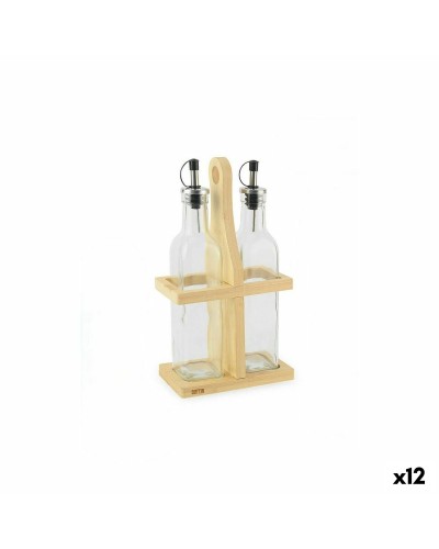 Kryddset Quttin Brun Transparent Glas Bambu 250 ml 2 Delar (12 antal)