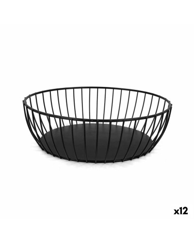 Brotkorb My Bar Gourmet Schwarz Metall Oval 24 x 19 x 8 cm (12 Stück)