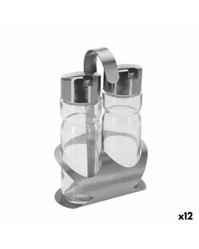 Condiment Set Transparent Silver 12 x 8 x 19 cm (12 Units)