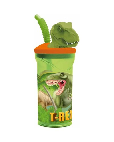 Bicchiere con Cannuccia Stor T-Rex Verde