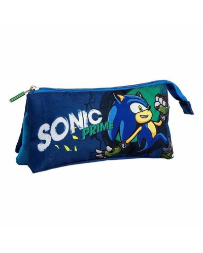 Pennenetui met 3 vakken Sonic Prime Licht Blauw Light Blue 2,2 x 1,1 x 22,5 cm