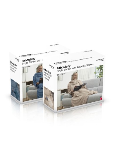 InnovaGoods Manta con Mangas Faboulazy - Individual, Bolsillo Central, Suave
