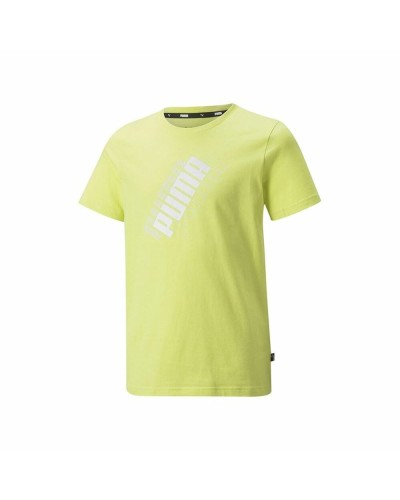 Puma Power: Boy's Short Sleeve T-Shirt, Yellow Logo - Sports and Leisure
