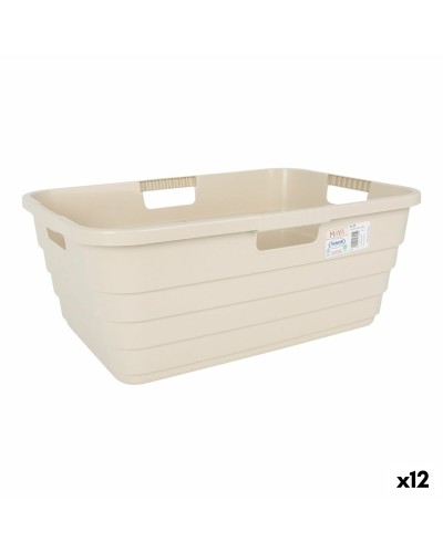 Laundry Basket Tontarelli Maya Beige Plastic 54,5 x 37,5 x 22 cm (12 Units)