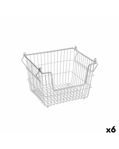 Multi-purpose basket Confortime Grey Metal 32 x 27 x 23 cm (6 Units)