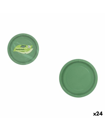 Plate set Algon Green 20 cm 10 Pieces (24 Units)